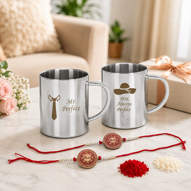 Stainless Steel Couple Mug Set for Bhai-Bhabhi on Rakshabandhan