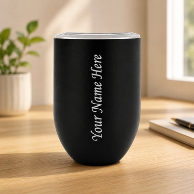 Customized Travel Mug with Name, 350 ml Stainless Steel Double Walled Vacuum Insulated Coffee Mug with Lid.