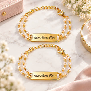 Customized Pearl Rakhi for Sister with Name | Personalized Pearl Rakhi for Girls & Women | (Pack of 2)
