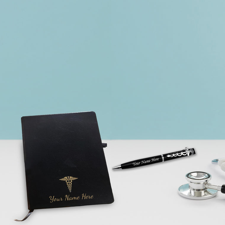 Personalized Doctor's Gift: Engraved Pen & Diary Set.