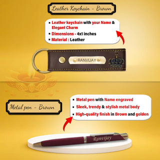 Diwali Gift Set for Men – Wallet, Pen, Keychain With Dry Fruits & Diya's.