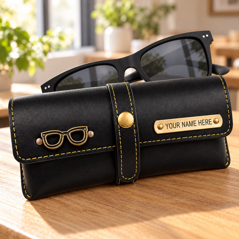Personalized Leather Eyewear Case For Men/Women with Name & Charm.