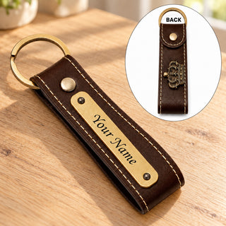 Customized Leather Keychain with Name & Charm | Personalized Keychain with Hook for Bike, Car & Home Keys
