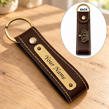 Customized Leather Keychain with Name & Charm | Personalized Keychain with Hook for Bike, Car & Home Keys