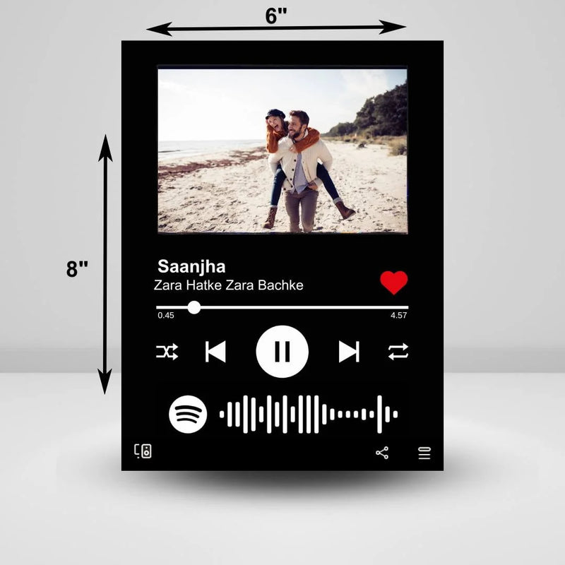 Personalized Black Acrylic Spotify Photo Frame-  Size (6x8)