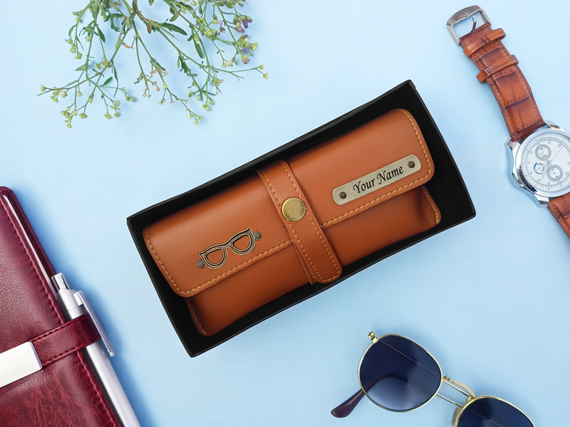 Personalized Leather Name Eyewear Case For Men/Women with Charm