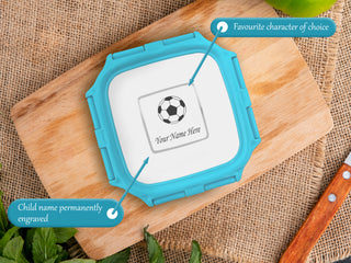 Square Small Lunch Box with Your Child Name and Favorite Character Engraved.