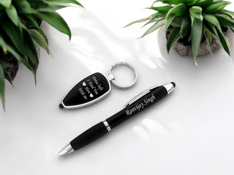 SAVRI Personalized Led Twist Ball Pen & Keychain