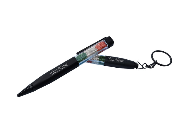 Indian Flag-Themed Custom Pen & Keychain.