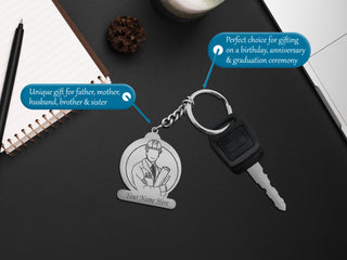 Personalized Stainless Steel Keychain with Engraved Name – Custom Gift for Professionals.