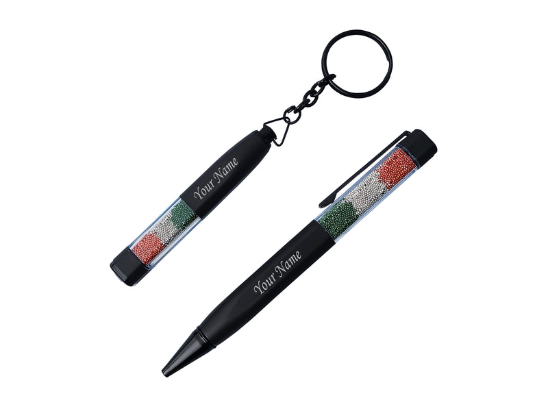 Indian Flag-Themed Custom Pen & Keychain.