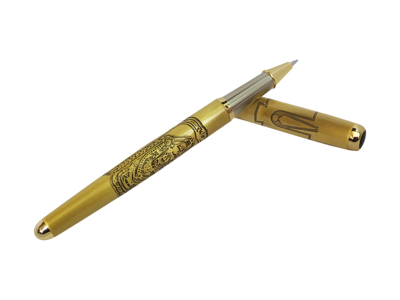 Gold Plated Balaji Bhagwan Roller Pen With Message on Wooden Box.