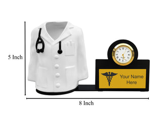 Personalized Doctor Coat Pen Stand with Watch.