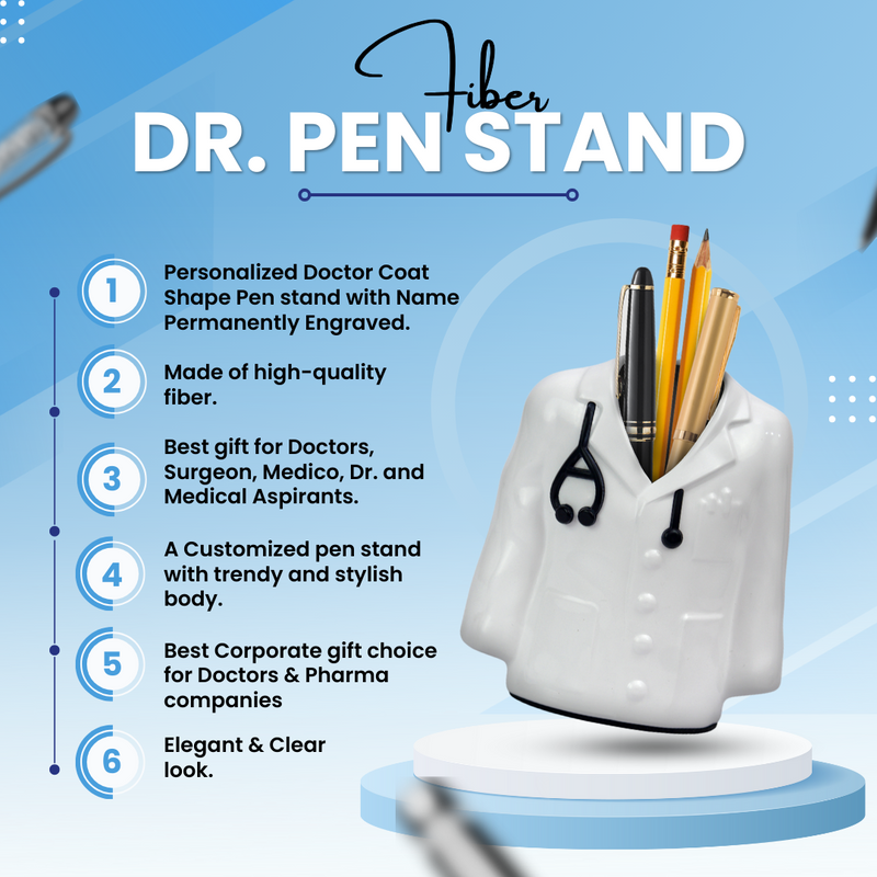 Doctor Coat Pen Stand With Name Engraved.