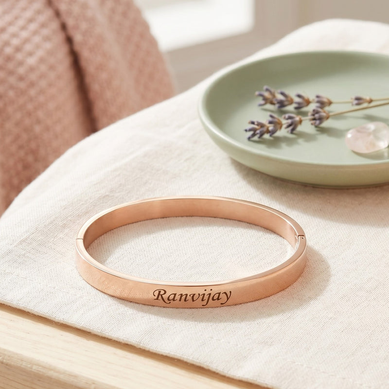 Customized Lock Kada Bracelet - Custom Name Engraved