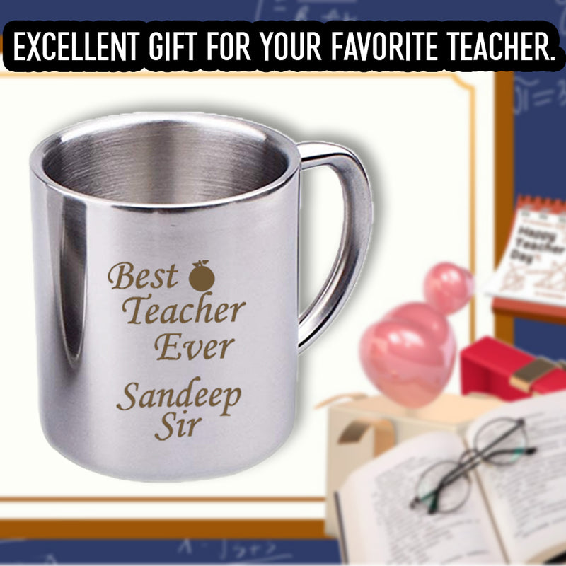 Custom Stainless Steel Mug - 'Best Teacher Ever' with Name