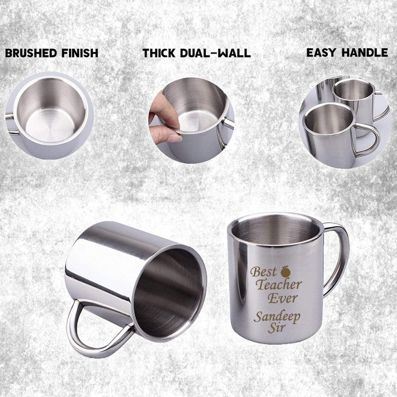 Custom Stainless Steel Mug - 'Best Teacher Ever' with Name