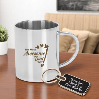 Stainless Steel Coffee Mug & Keychain For Dad