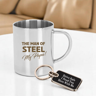Stainless Steel Coffee Mug & Keychain