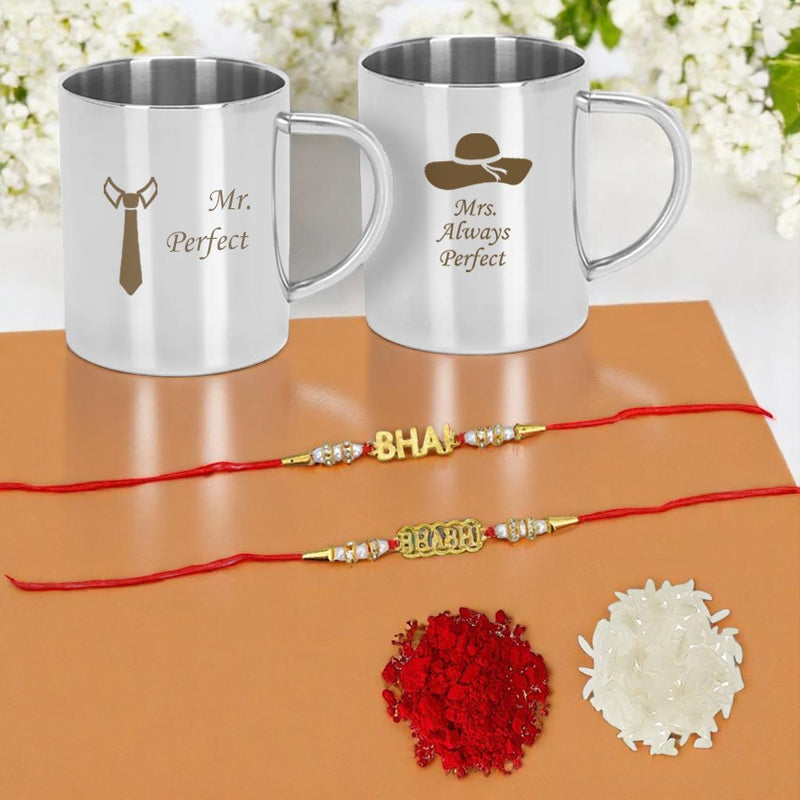 Stainless Steel Set of Coffee Mugs with Name