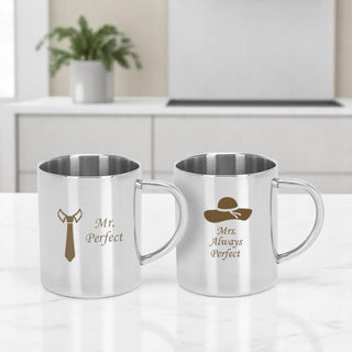 Steel Couple Mug Set (Pack of 2).