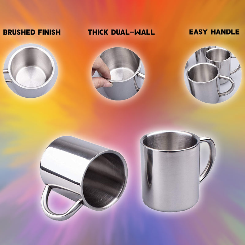 Stainless Steel Set of Coffee Mugs with Name