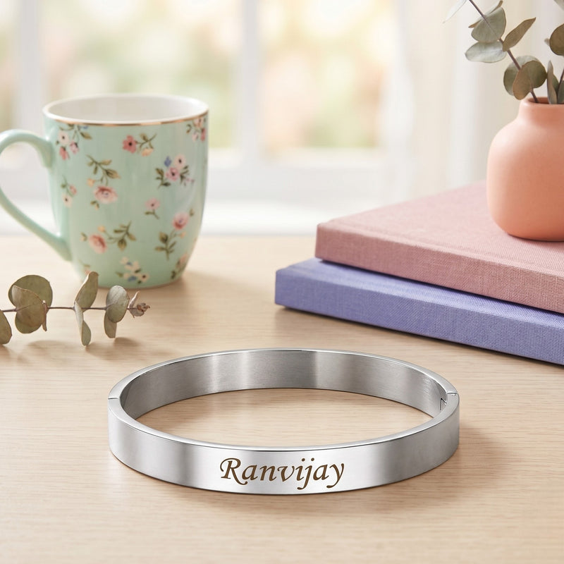 Customized Lock Kada Bracelet - Custom Name Engraved