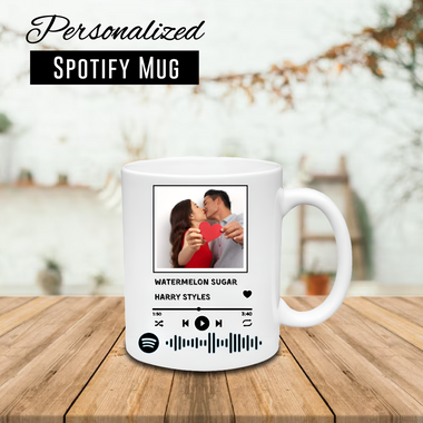 Spotify Photo Music Mug with your Picture & scannable barcode.