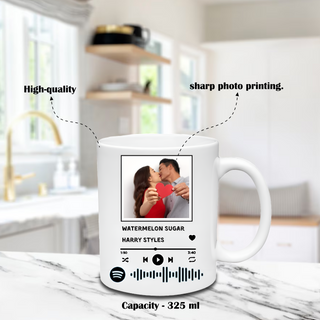 Spotify Photo Music Mug with your Picture & scannable barcode.
