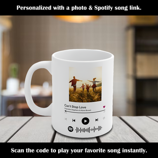Spotify Photo Music Mug with your Picture & scannable barcode.