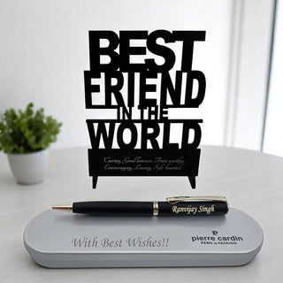 Personalized Engraved Pen with  'Best Friend in the World' Acrylic Stand.