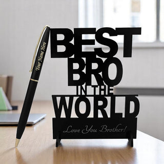 Personalized Pen with Best Bro in the world stand