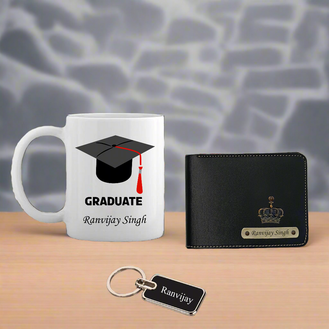 Graduation Gift Combo for Men - Custom Wallet, Keychain & Mug