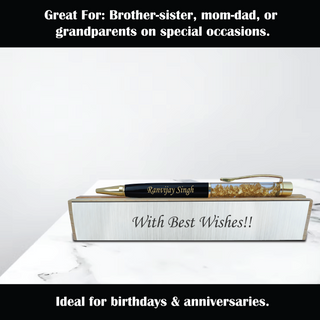 Personalized Pen with Name Engraved Pen and Message on Wooden Box