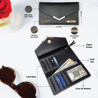 Leather Couple Gifts: Name-Engraved Wallet & Premium Clutch