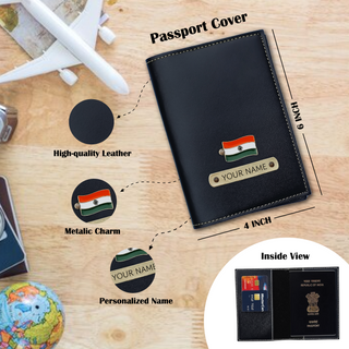 Personalized Men's Leather Gift Set - Wallet, Keychain, Eyewear & Passport Cover.