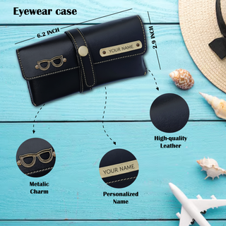 Personalized Men's Leather Gift Set - Wallet, Keychain, Eyewear & Passport Cover.