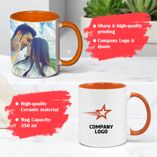 Customized Photo Printed Orange Ceramic Tea/Coffee Mug.