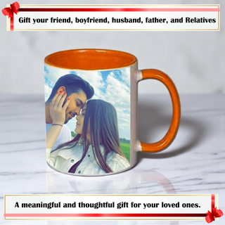 Customized Photo Printed Orange Ceramic Tea/Coffee Mug.