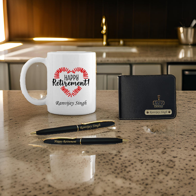 Personalized Retirement Gift Set - Wallet, Mug, & Pen