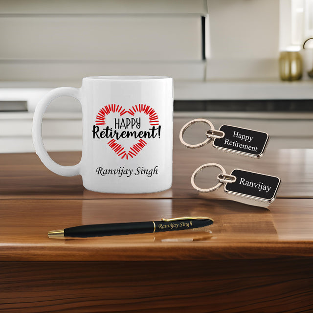 Premium Retirement Combo - Personalized Pen, Mug & Keychain