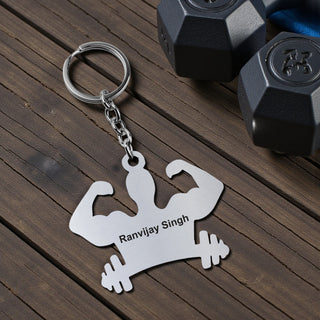 Personalized Gym Keychain with Custom Name | Fitness & Bodybuilder Gift for Men