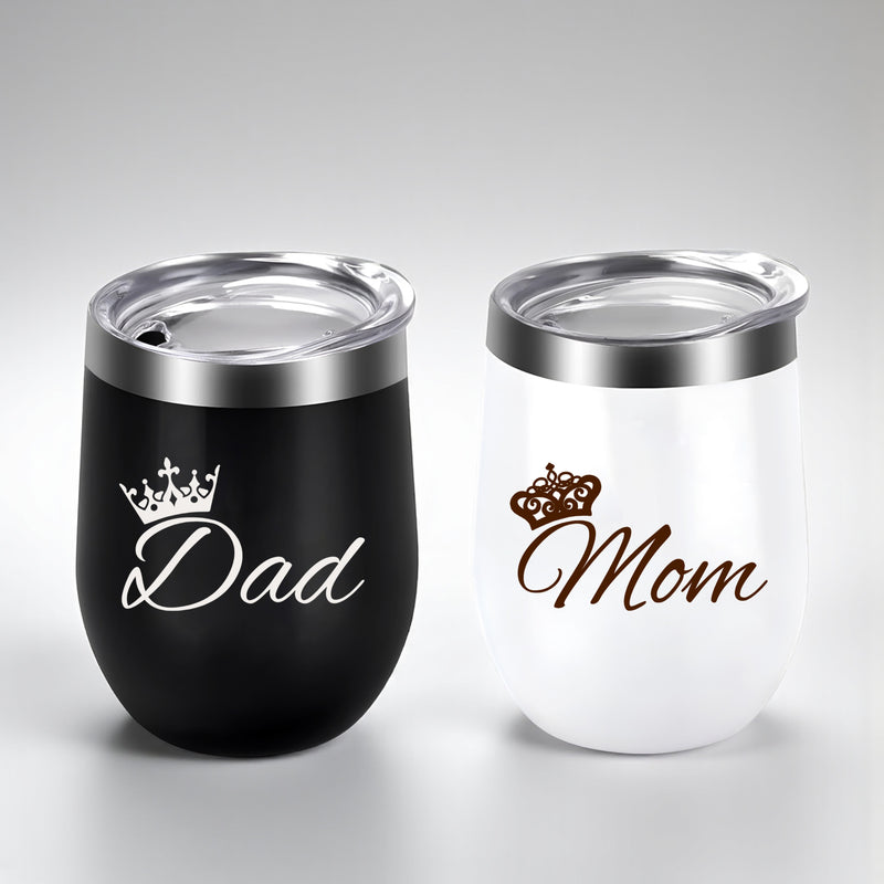 Insulated Travel Mug Set of 2– Black & White Stainless Steel Coffee Mugs.