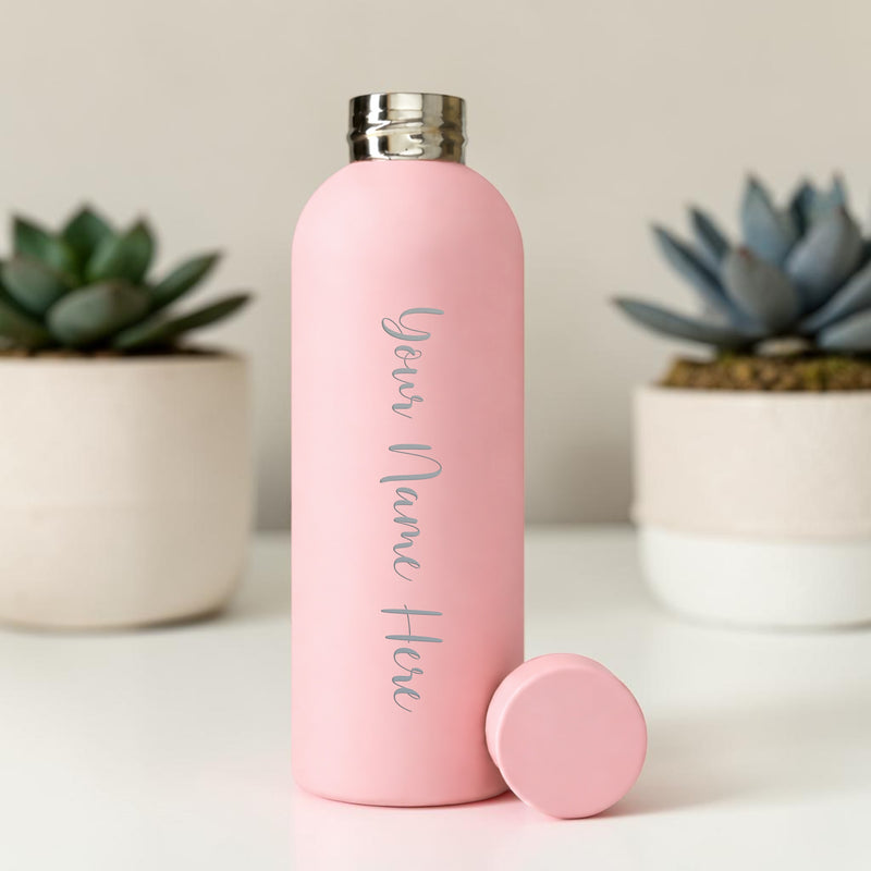 Customized 500ml Stainless Steel Water Bottle – Customized Name Engraved Rubber Finish Insulated Flask