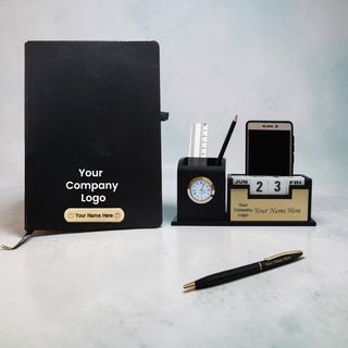 Custom Executive Desk Set - Pen, Pen Stand &  Diary with logo