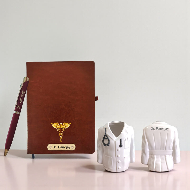 Doctor's Gift Set: Coat Pen Stand, Symbol Pen & Engraved Diary.