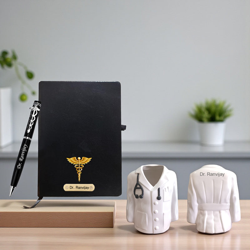 Doctor's Gift Set: Coat Pen Stand, Symbol Pen & Engraved Diary.