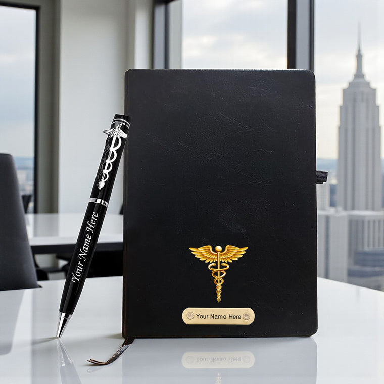 Personalized Doctor's Gift: Engraved Pen & Diary Set.