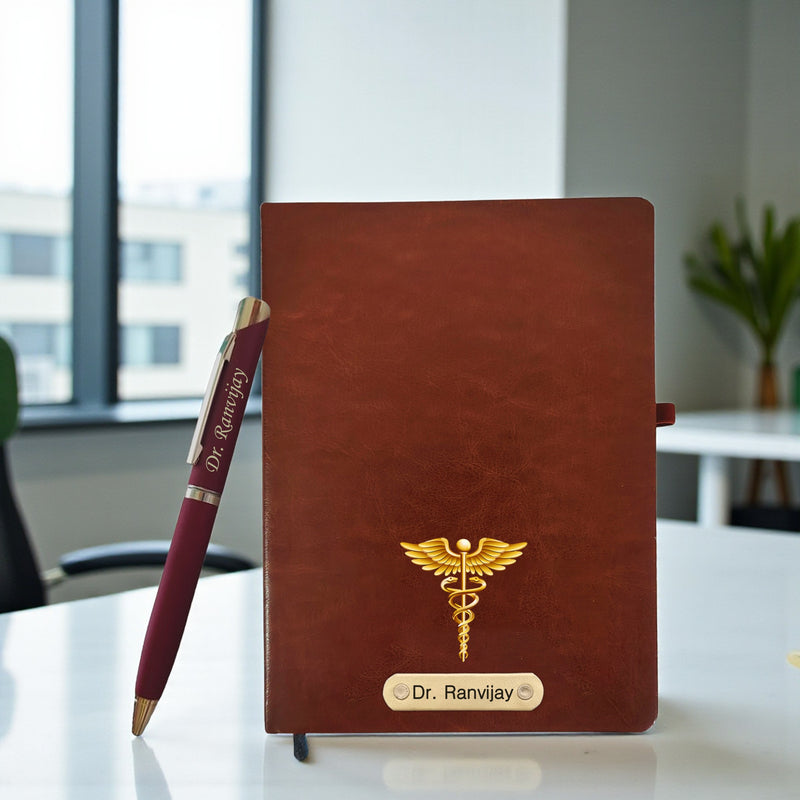 Personalized Doctor's Gift: Engraved Pen & Diary Set.