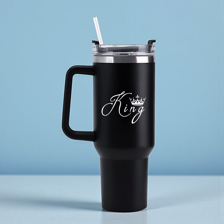 Stainless Steel Insulated 1200 ML Tumbler with King Design Engraved.
